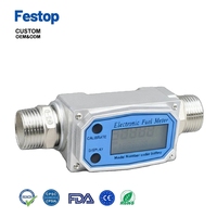 Débitmètre électronique Festop à turbine, numérique, en aluminium, pour carburant diesel, eau et huiles légères, 12 pouces