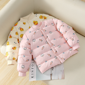 Veste d'hiver à capuche pour bébé, doublure en coton chaud, pour garçons et filles, simple boutonnage, imprimé décontracté - Product Image 2