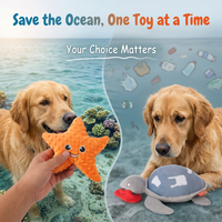 Jouet pour chien en forme de créature marine, en matériau recyclé écologique, couineur, pour le nettoyage dentaire, tortue, dauphin, étoile de mer, usine OEM ODM