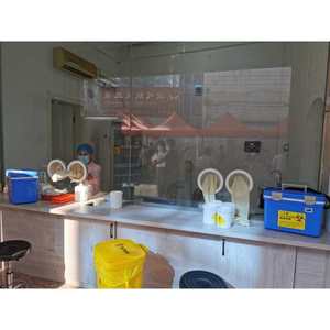 Nucleic acid mobile testing sampling workstation long-arm glove with <b>locking</b> flange and 200mm opening inspection gloves - Product Image 1