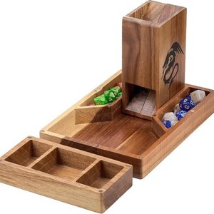 Boîte de rangement pour dés en bois, 9x6,2x2,3 pouces, multi-compartiments, durable, pour jeux de table - Product Image 2