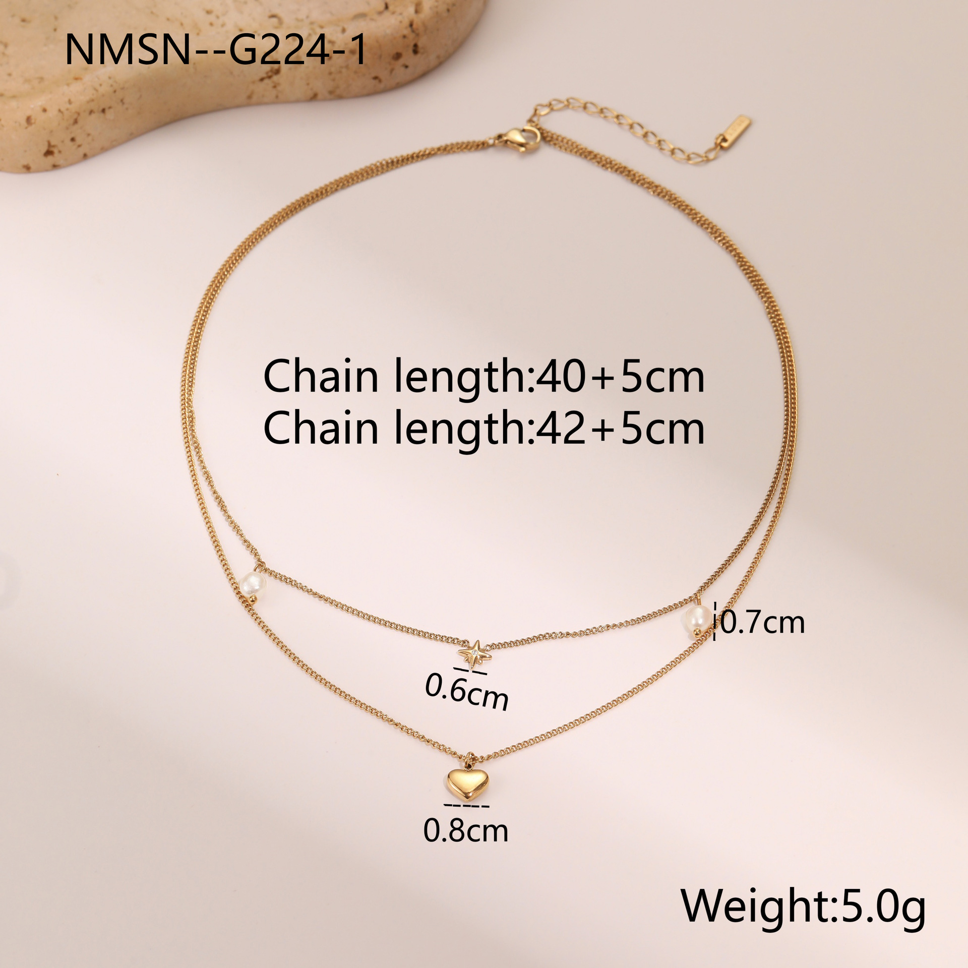 NMSN-G224-1 สร้อยคอหัวใจสีทอง