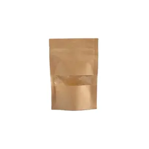 Hot sale compostable Kraft Paper Stand Up sustainable food packaging bag bolsas kraft biodegradable (F92)