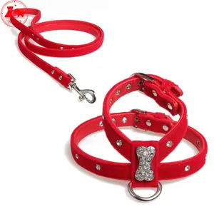 सबसे अच्छा बेच व्यक्तिगत लाल कुत्ते दोहन पट्टा उच्च गुणवत्ता नरम चमड़े कुत्ते harnesses