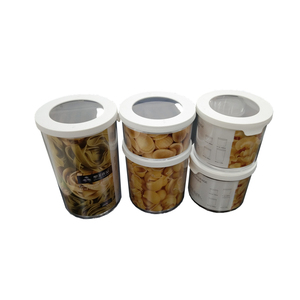 Home and kitchen plastic clear organizer round food canister set transparent food jar with lid