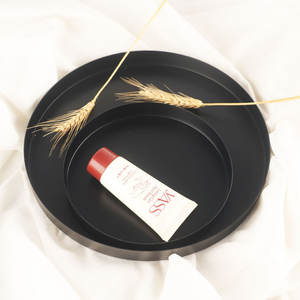 Fabrika mat siyah İskandinav Metal yuvarlak parti otel servis ve depolama tepsisi - Product Image 2