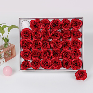 Luminoso oro polvo brillo Rosa cabezas de flores artificiales rosas artificiales sin tallo para decoraciones de boda manualidades Diy - Product Image 6