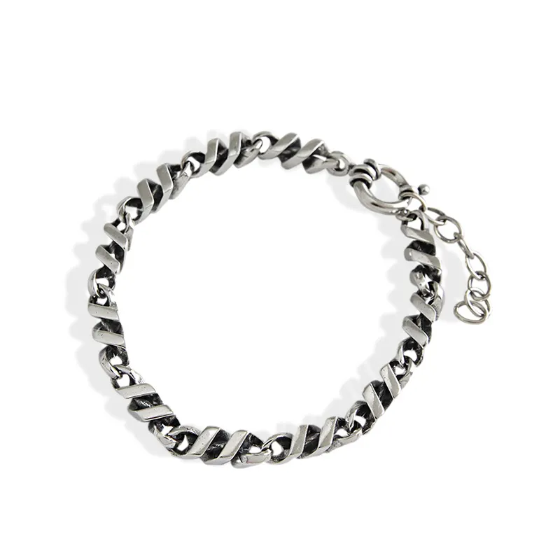 Pulsera retorcido nueva plata de ley 925 hecho a mano para las mujeres de los hombres de joyeria de la vendimia simple plata ester