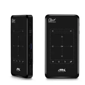 P09II双频3D迷你4k高清解码DLP投影仪，配有5G WIFI BT 2 + 16GB可充电皮科投影仪，适用于苹果安卓