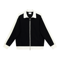 Fabricants de vêtements personnalisés 380 grammes couleur bloquée Double fermeture éclair col montant hommes pull cardigan manteau à manches longues.
