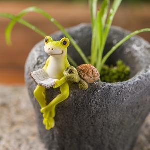 Décoration de grenouille en résine fantaisiste <span class=keywords><strong>pour</strong></span> pots de plantes |   Miniature décorative <span class=keywords><strong>pour</strong></span> jardins succulents et bureau, adorable ornement de <span class=keywords><strong>jardin</strong></span> d'intérieur/extérieur - Product Image 1
