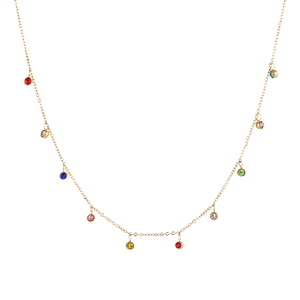 Ensemble de bijoux fins vintage Dingran 2023, chaîne en acier inoxydable avec zircon coloré, comprenant un collier et un bracelet - Product Image 1