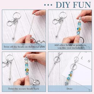 Best Seller DIY Beadable Keychain Set Blank Metal <b>Keyring</b> Bars with Silicone Beads for Personalized Gift Craft Making Kit RTS - Product Image 4