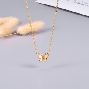 <b>Animal</b> Shell Jewelry Stainless Steel Gold Plated <b>Crystal</b> butterfly Necklace Pendants Charms - Product Image 5