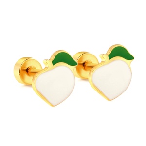 Boucles d'oreilles clous personnalisées pour enfants, motif fruits, tendance 2024, avec dos à vis, en gros - Product Image 4