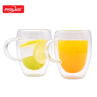Pyglass Lot de 2 tasses en verre à double paroi, en borosilicate de haute qualité, isolées, transparentes, pour café et thé, résistantes à la chaleur