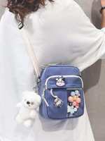 Sac à bandoulière en toile contrastée pour femme, style japonais tendance, nouvelle collection printemps 2025, avec fermeture éclair, petit format, idéal pour étudiantes