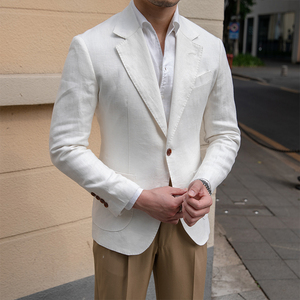 <span class=keywords><strong>Veste</strong></span> <span class=keywords><strong>de</strong></span> <span class=keywords><strong>Costume</strong></span> <span class=keywords><strong>Homme</strong></span> Slim <span class=keywords><strong>en</strong></span> <span class=keywords><strong>Lin</strong></span> Pur Personnalisée Fashion City, Revers Plat, Simple Boutonnage, Décontractée - Product Image 3