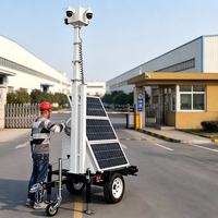 Remorque de surveillance solaire 6m avec mât manuel, tour de vidéosurveillance mobile standard US, panneau solaire 3*100W, unité de surveillance de sécurité hors réseau