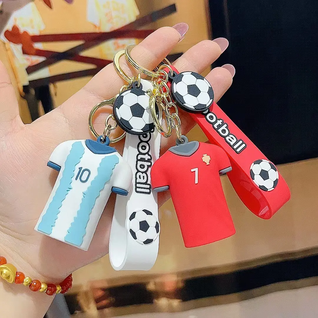 릴랑다 스포츠 패션 2022 축구 액세서리 작은 선물 도매 실리콘 스타 저지 C Ronaldemar 열쇠 고리
