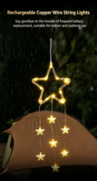 Guirlande lumineuse LED solaire en forme d'étoiles pour extérieur, patio, jardin, Noël, festival, ambiance romantique