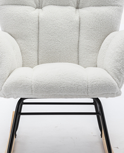 <span class=keywords><strong>Fauteuil</strong></span> à <span class=keywords><strong>bascule</strong></span> moderne en tissu Teddy, <span class=keywords><strong>fauteuil</strong></span> d'appoint portable pour salon, ivoire - Product Image 4