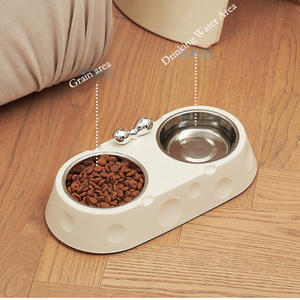 Pet Feeder Double <strong>Bowl</strong> Stainless Steel Slant Dog <strong>Bowl</strong> Slant Neck Protector Cat Leak-Proof Pet <strong>Bowl</strong> - Product Image 3