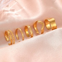 Nouvelle Bague Ouverte Tendance Ondulée Courbe Géométrique Minimaliste en Acier Inoxydable, Bijou Polyvalent pour Automne Hiver