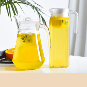 Bouteilles d'eau cantine en verre en bref Ewer avec couvercle, pichets de stockage de boissons, bouteilles de refroidissement pour vaisselle en verre, bouilloires - Product Image 1