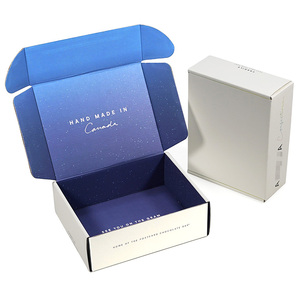 Boîte d'expédition en carton ondulé personnalisée en gros, boîte blanche avec intérieur imprimé bleu pour l'emballage express de vente en ligne - Product Image 1