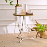 INNOVA Europäischer Designstil Dekorativer Antiker Holzplatten-Couchtisch Set mit 2 Metallbeinen Wohnzimmermöbel