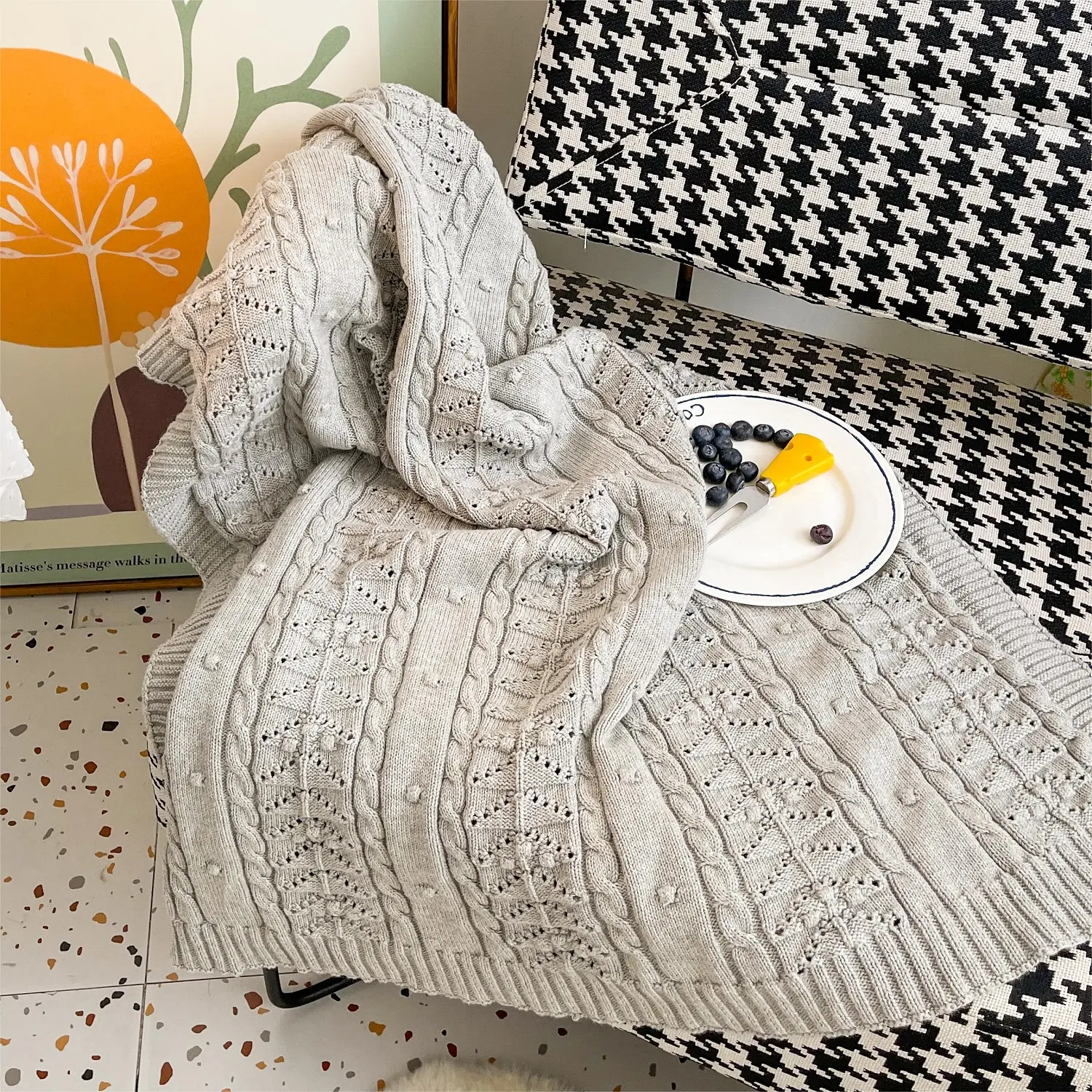 OEKO-TEX мягкая кровать из 100% хлопка, детское вязаное одеяло для ребенка