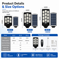 Lámpara Solar para Calle Súper Brillante Todo en Uno, IP67 Impermeable, 500W 1000W, Lámpara de Calle para Exteriores con Encendido/Apagado Automático y Control Remoto