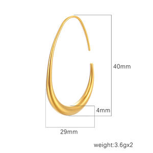 ต่างหูห่วงรูปวงรีแบบมินิมอลต่างหูชุบทองไม่ก่อให้เกิดอาการแพ้ทำจากสเตนเลสทำให้เสื่อมเสีย - Product Image 2