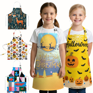 Babero de cocina ajustable para niños, <span class=keywords><strong>delantal</strong></span> de cocina personalizado, conjunto de sombrero de Chef, <span class=keywords><strong>delantal</strong></span> de poliéster sin mangas reutilizable para pintura de niños - Product Image 6