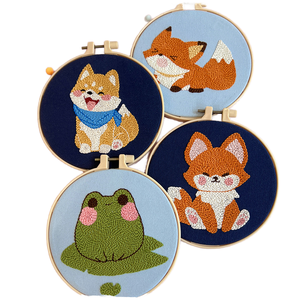 Kits de broderie au poinçon faits main, design grenouille de dessin animé, art populaire, pour débutants enfants et adultes, technique de point de croix - Product Image 1