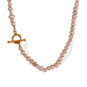 Collar de Perlas de Agua Dulce Grado AA con Cierre de Oro Rosa, Longitud a la Clavícula, para Uso Diario Femenino - Product Image 5
