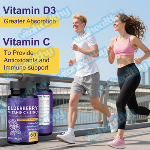 Vitahealthy Oem/Odm Private Label Fabriek Levert Halal Natuurlijke Vlierbessencapsules Vitamine C + Zink Met 300Mg Gember + Vitamine D3 - Product Image 6