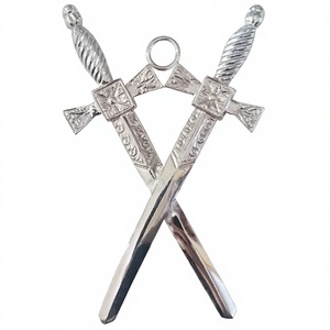 Collier d'officier maçonnique, bijou de régalias, plaqué argent - Bijou de garde intérieur - Product Image 1