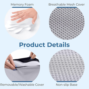 Bamboo Memory Foam Seat <strong>Cushion</strong> for <strong>Desk</strong> and Office <strong>Chairs</strong> Sciatica Coccyx Tailbone Pain Relief for Wheelchairs - Product Image 3
