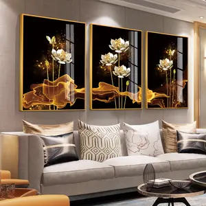 אור יוקרה ספה סלון מופשט קריסטל פורצלן מודרני נורדי מזל שחור ולבן פרח אמנות