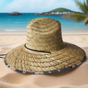 Sombrero de Paja Personalizado con Logotipo Promocional, Unisex, de Ala Ancha, Tejido, Estilo Americano, para Verano, Pesca, Playa, Salvavidas - Product Image 3