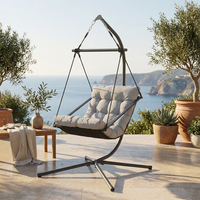 Fauteuil suspendu moderne avec support en acier thermolaqué, coussin en polyester 180g et coton PP, mobilier d'extérieur, balançoire