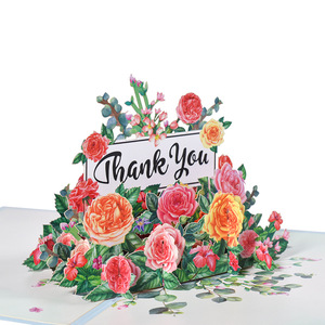 Cartes de remerciement et de bénédiction 3D écologiques au design moderne avec fleurs pour la Fête des Mères, enveloppe et message inclus, vente en gros - Product Image 2