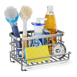 Étagère de rangement multifonctionnelle pour évier de cuisine, 2 niveaux, noire, résistante à l'eau, pour ustensiles de vaisselle et savon - Product Image 5