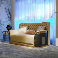 Italienisches Luxus-Recksofa mit Massivholz und echtem Leder für moderne Villen für moderne Wohnzimmer
