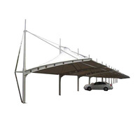 Abri de voiture à structure membranaire résistant aux UV, auvent extérieur en tissu PVDF durable, abri de stationnement extérieur résistant aux vents forts