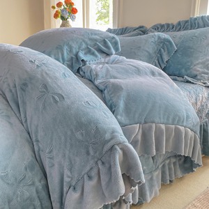 Schwere Milch vlies geste ppte Baumwoll bettdecke Set aus vier Stück Bettwäsche, Kissen bezüge, Bettbezug-Sets - Product Image 6