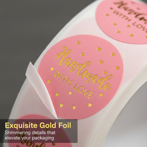 Personalised Custom Self-Adhesive PLA Paper Gold Foil Easy Remove Circle Logo Sticker Waterproof Printing Roll <b>Labels</b> <b>Packaging</b> - Product Image 5