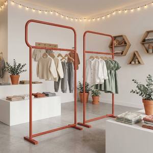 Étagère de présentation autoportante en fer rouge au design moderne, personnalisable, avec caractéristiques anti-rouille, 1 étagère pré-assemblée pour boutique de vêtements - Product Image 4